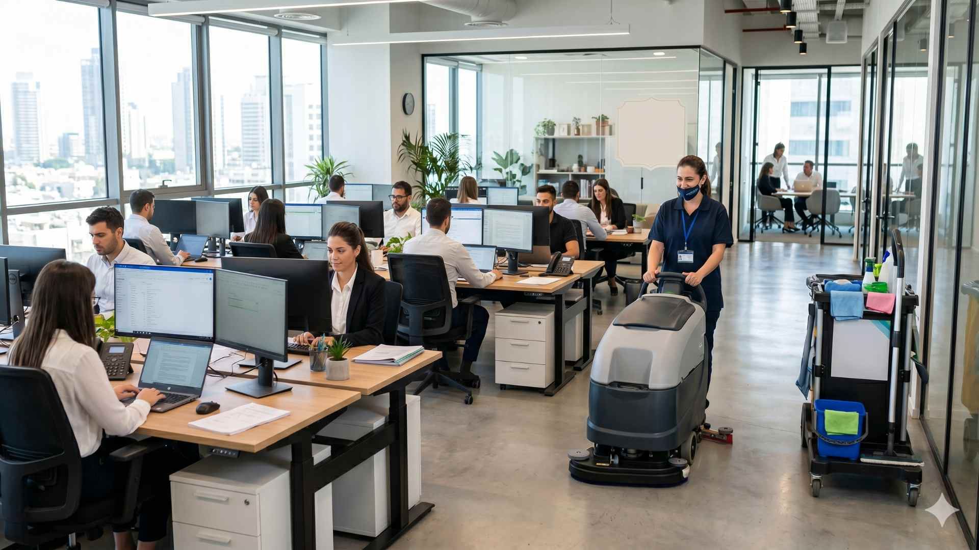 תוכנית ניקיון קבועה למשרד גדול